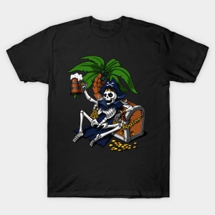 Skeleton Pirate Beer Party T-Shirt